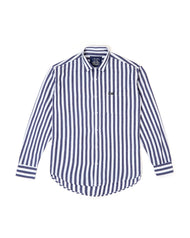 Camisa Manga Longa Overshirt Listrada Azul Marinho