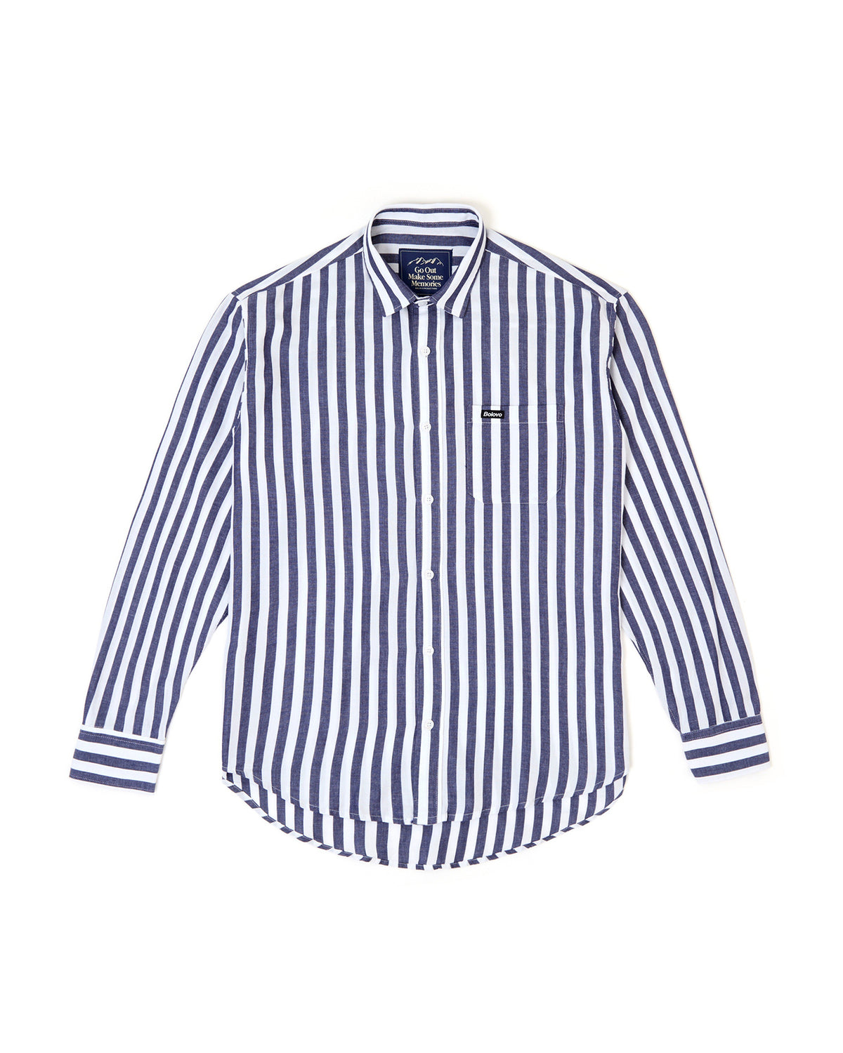Camisa Manga Longa Overshirt Listrada Azul Marinho