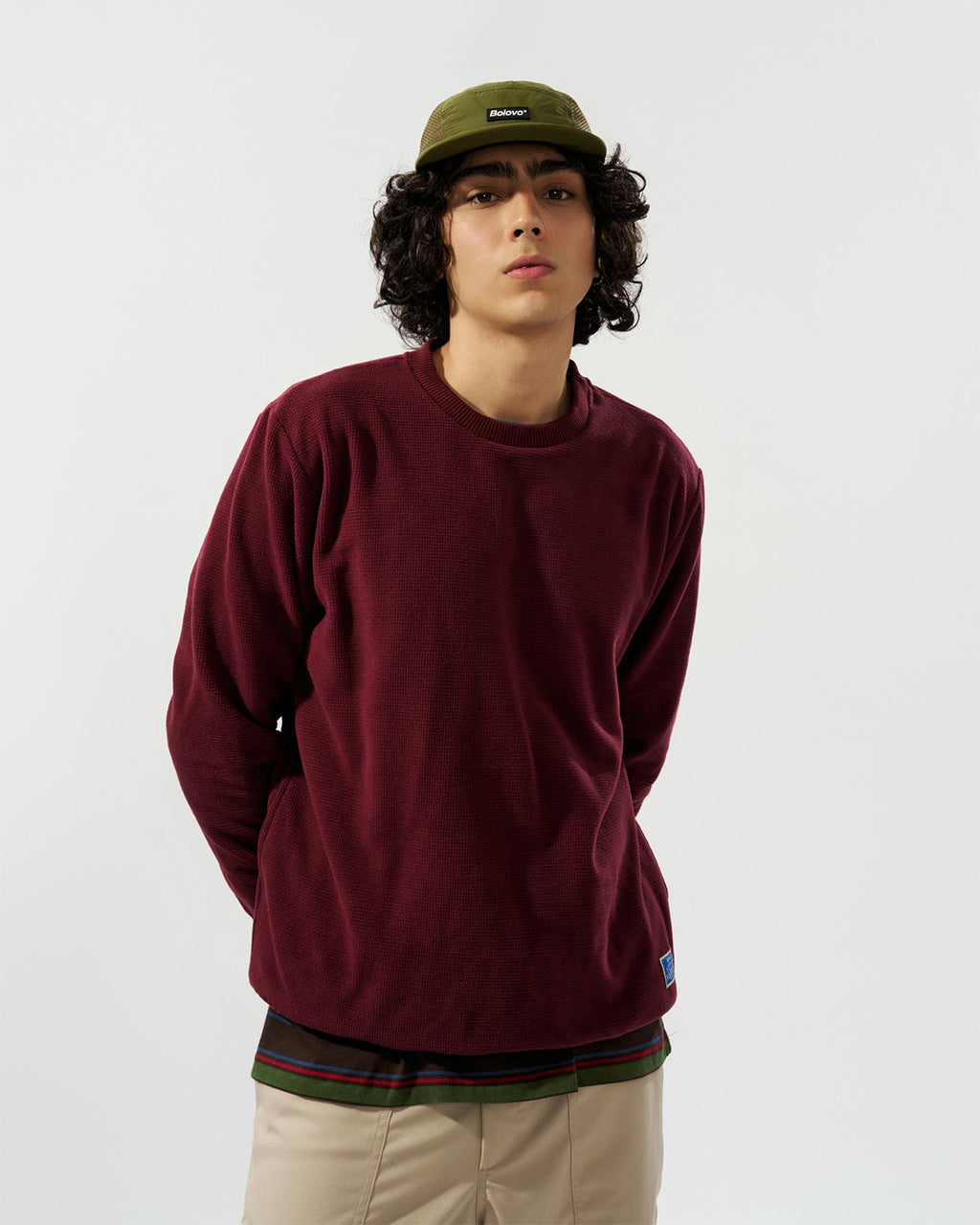 Crewneck Fleece Super Waffle Bordô