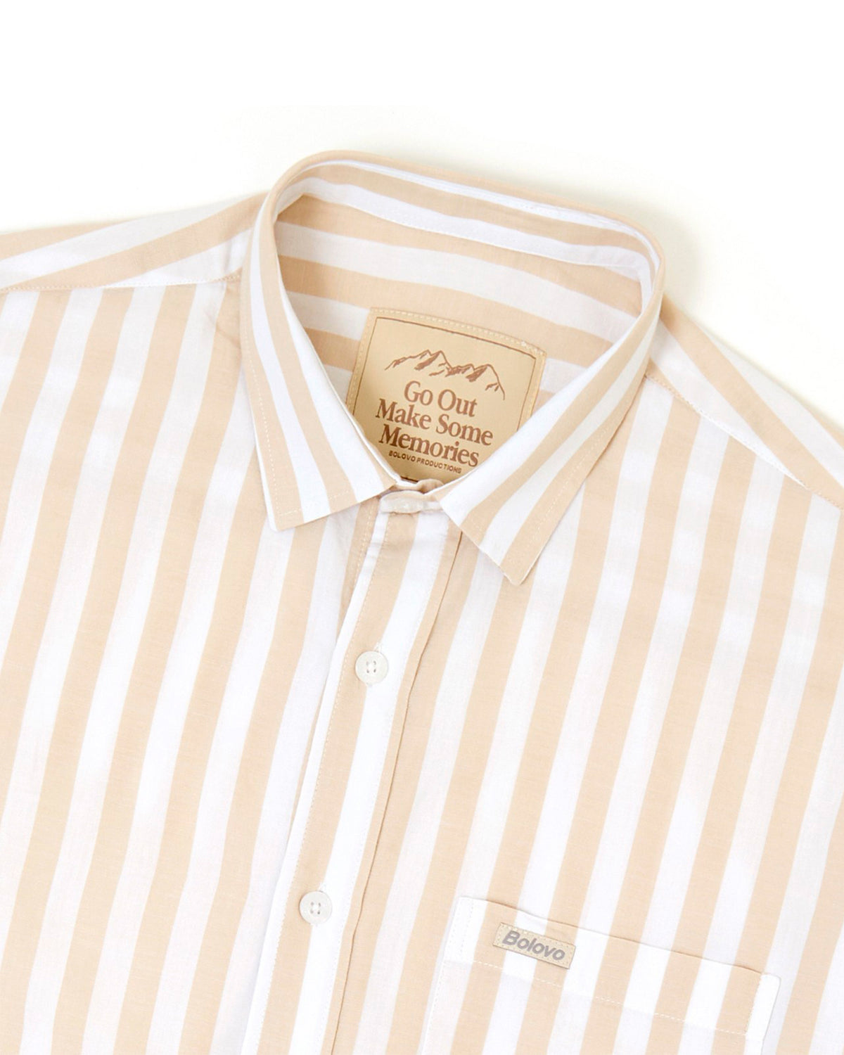 Camisa Manga Longa Overshirt Listrada Bege